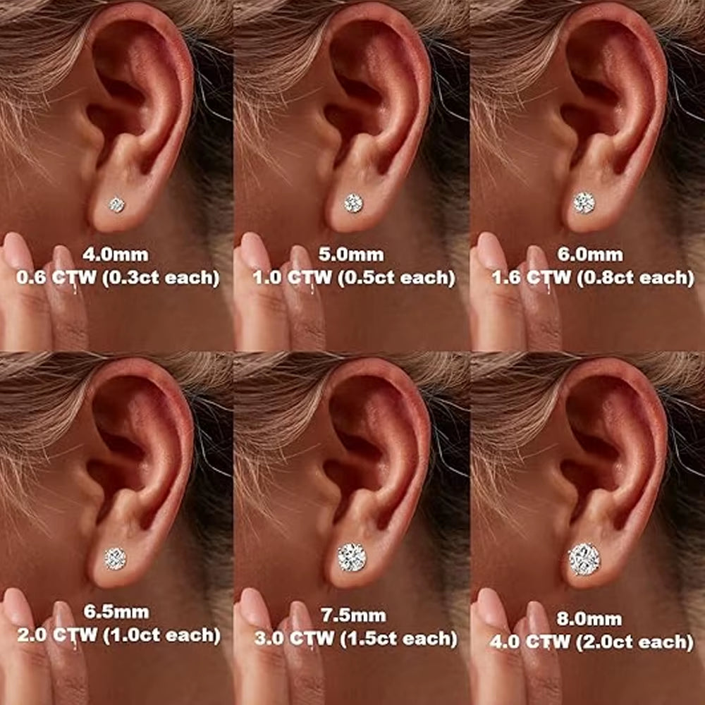 2.0Ct Moissanite Earrings for Women Lab Grown Diamond Ear Studs 925 Sterling Silver Fine Jewelry Gift