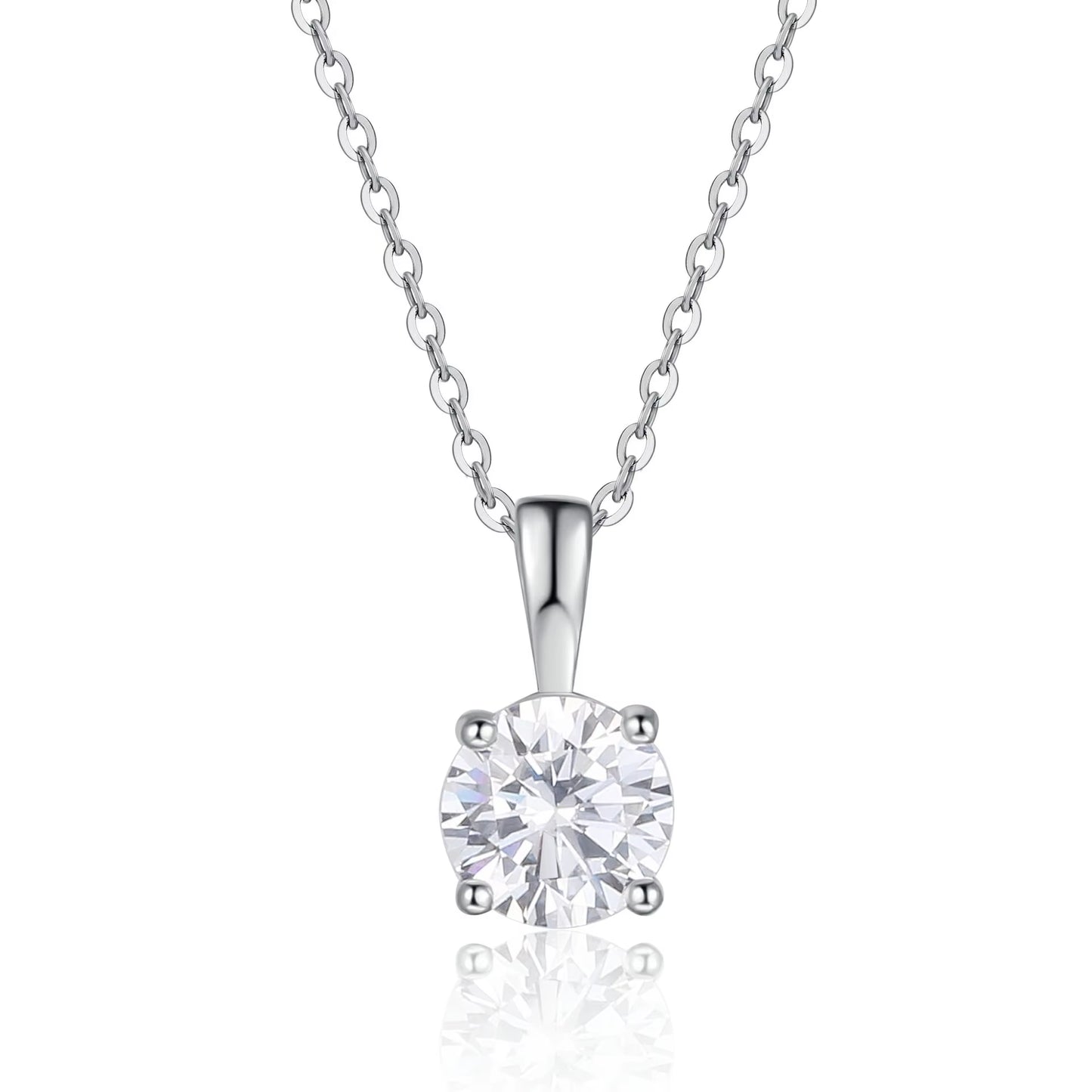 1Ct Moissanite Pandent Necklace S925 Sterling Silver Plated 18K Box Chain Dainty Necklaces for Women Fine Jewelry Gift
