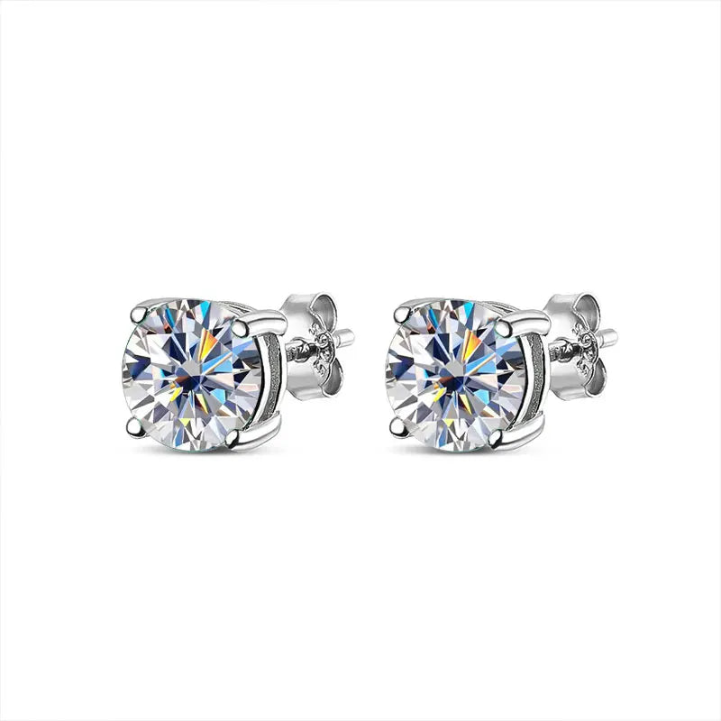 D VVS1 round Moissanite Stud Earrings for Women Man 4 Stones Classic S925 Sterling Silver Earring with GRA Gift Jewelry