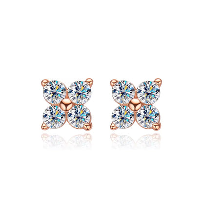 D VVS1 round Moissanite Stud Earrings for Women Man 4 Stones Classic S925 Sterling Silver Earring with GRA Gift Jewelry