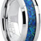 Men'S 8MM Tungsten Carbide Wedding Band Ring with Blue Green Simulated Opal Inlay 8MM Size 10