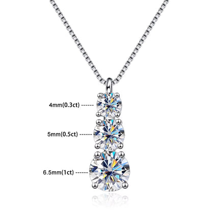 D VVS1 Moissanite Diamond Necklace for Woman Wedding Jewely with GRA 925 Sterling Sliver Plated 18K White Gold Necklace