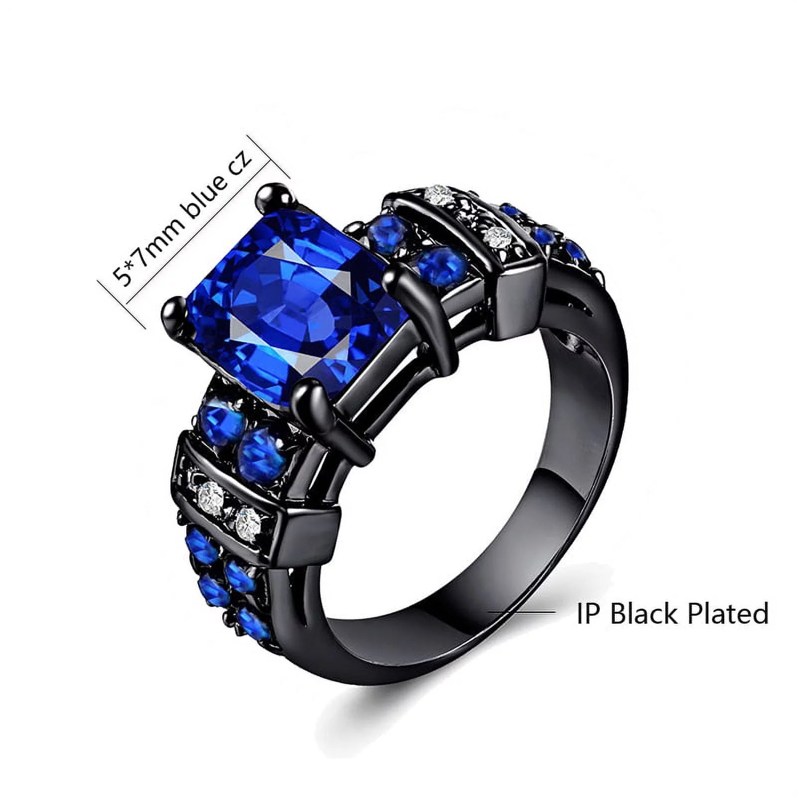 Couple Rings Matching Rings 1CT Blue CZ Women'S Wedding Ring Wedding Band