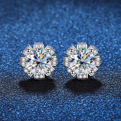 2Ct Moissanite Earring S925 Sterling Sliver Plated 18K White Gold Wedding Engagement Jewelry Screw Earrings for Woman