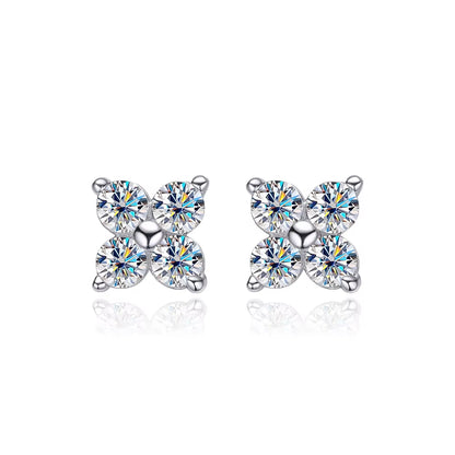 D VVS1 round Moissanite Stud Earrings for Women Man 4 Stones Classic S925 Sterling Silver Earring with GRA Gift Jewelry