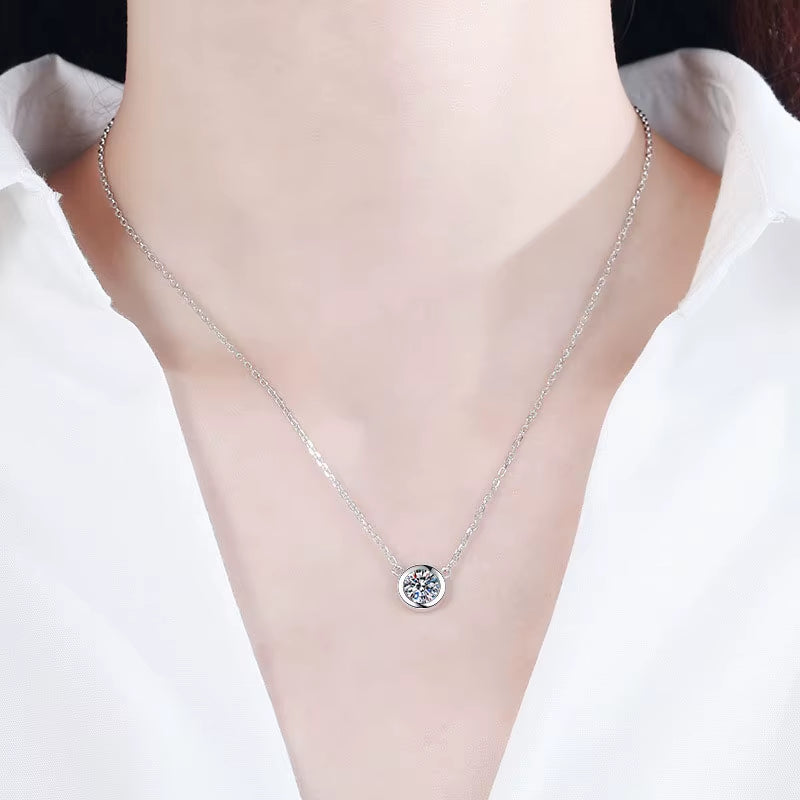 D Color Moissanite Necklace for Woman Birthday Party Jewely with GRA 925 Sterling Sliver Plated 18K White Gold Necklace